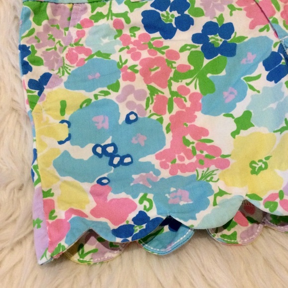 Lilly Pulitzer Spring Fling Buttercup Pastel Floral Scalloped Shorts Size 00 28W - Picture 5 of 14